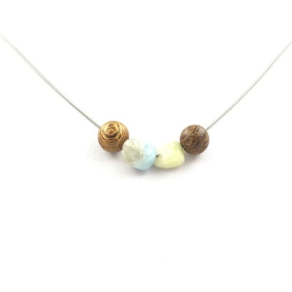 Collier - ABIJOUX - Béryl Morganite - Perlor 8 mm - Rostfritt stål - Unisex