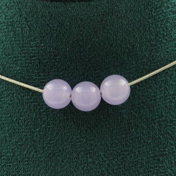 Collier - Ett Smycke - Lavendelkalcedon 8mm - Kedja i rostfritt stål - Längd 45cm