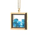 Miniatyrbild 1 av 3: Halsband - ABIJOUX - Fyrkantig modell - Rå neonblå apatite - Rostfritt stål - Flytande glas