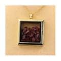 Miniatyrbild 3 av 3: Collier - ABIJOUX - Rå Rhodolite Granat - Fyrkantig hängsmycke - Rostfritt stål - Unisex