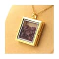 Miniatyrbild 2 av 3: Collier - ABIJOUX - Rå Rhodolite Granat - Fyrkantig hängsmycke - Rostfritt stål - Unisex