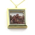 Miniatyrbild 1 av 3: Collier - ABIJOUX - Rå Rhodolite Granat - Fyrkantig hängsmycke - Rostfritt stål - Unisex