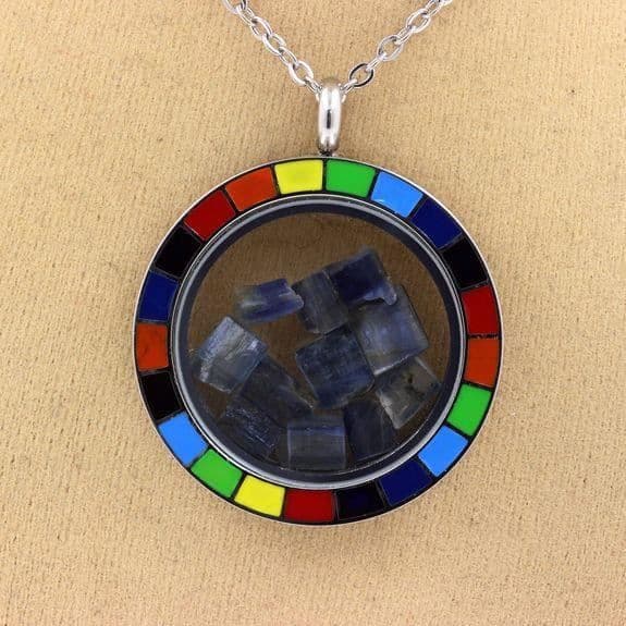 Halsband - ABIJOUX - Modell Regnbåge - Brut Kyanit - Rostfritt stål - Unisex