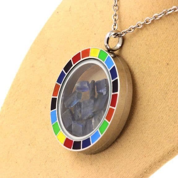 Halsband - ABIJOUX - Modell Regnbåge - Brut Kyanit - Rostfritt stål - Unisex