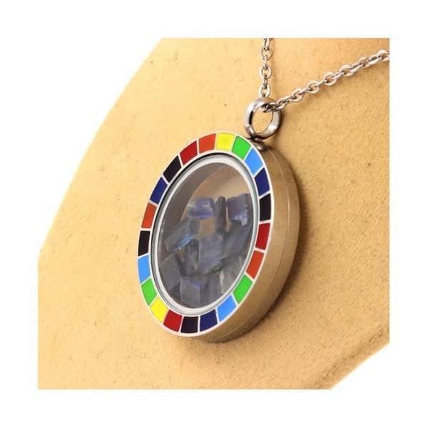 Halsband - ABIJOUX - Modell Regnbåge - Brut Kyanit - Rostfritt stål - Unisex