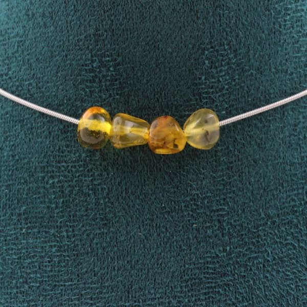 Halsband - ABIJOUX - Gult Opal från Australien - 4 Pärlor - Rostfritt Stål - 45 cm