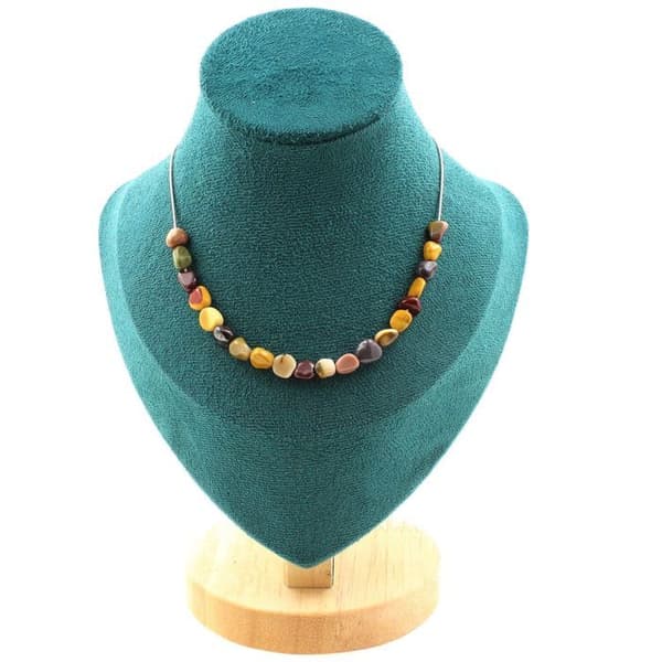 Collier - ABIJOUX - Mookaite från Australien - 20 st pärlor - Rostfritt stål - 45 cm