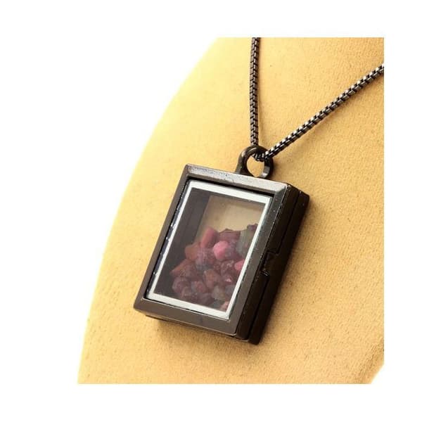 Collier - ABIJOUX - Modellsquare - Rostfritt stål - Multifärgad turmalin - Unisex