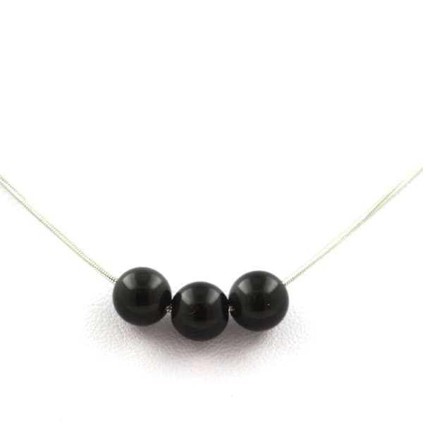 Halsband - Ett smycke - Svart obsidian 8 mm - Kedja i rostfritt stål - Längd efter val 40-90 cm - Unisex