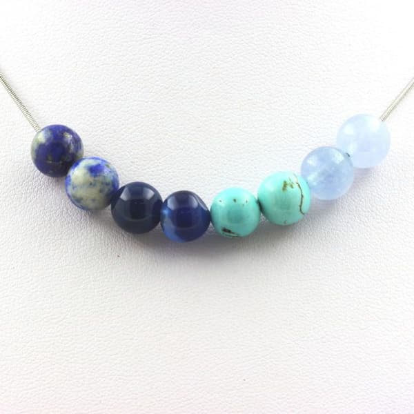 Collier - ABIJOUX - Blå bandad agat - Lapis Lazuli - Rostfritt stål - Blandat
