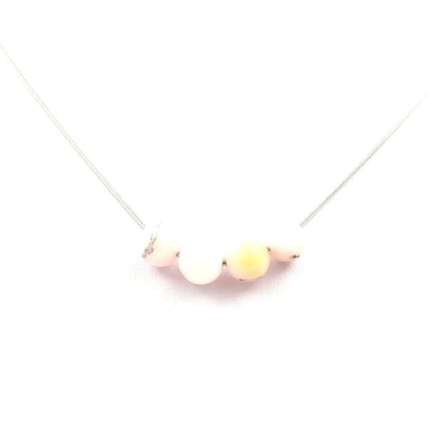 8mm Pink Opal Halsband - ABIJOUX - Rostfri stålkedja - För kvinnor, män och barn