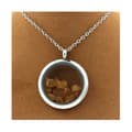 Miniatyrbild 3 av 3: Stenar och mineraler. Rå Spessartite Granat Halsband. Medaljong modell 25 mm. Silverfärg.