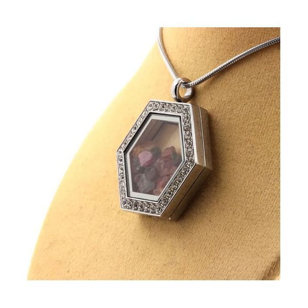 Collier - ABIJOUX - Hexagon - Flerfärgad turmalin - Rostfritt stål - Unisex barn/vuxen