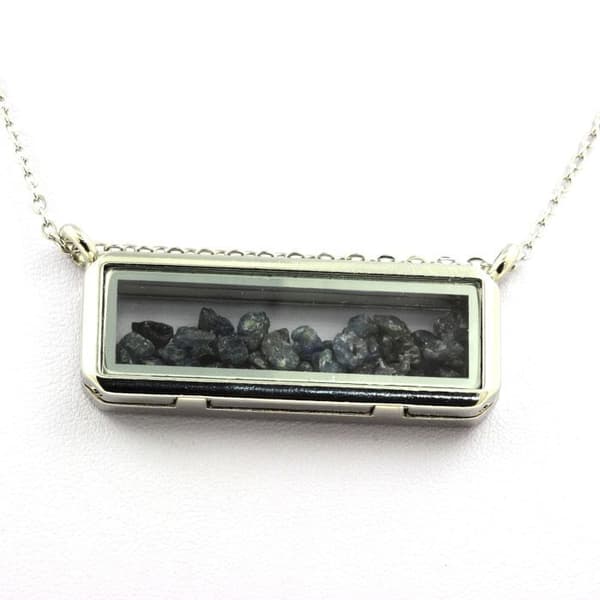 Halsband - ABIJOUX - Rå safir - Rostfritt stål - Både för män och kvinnor - 18x50 mm