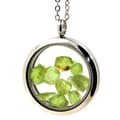 Miniatyrbild 1 av 2: Collier - ABIJOUX - Rå peridot - Medaillon 20 mm - Rostfritt stål - Silverfärgad