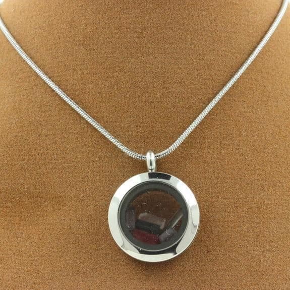 Halsband - ABIJOUX - Rå flerfärgad turmalin - Berlock 20 mm - Rostfritt stål - Unisex