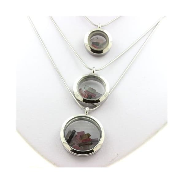 Halsband - ABIJOUX - Rå flerfärgad turmalin - Berlock 20 mm - Rostfritt stål - Unisex