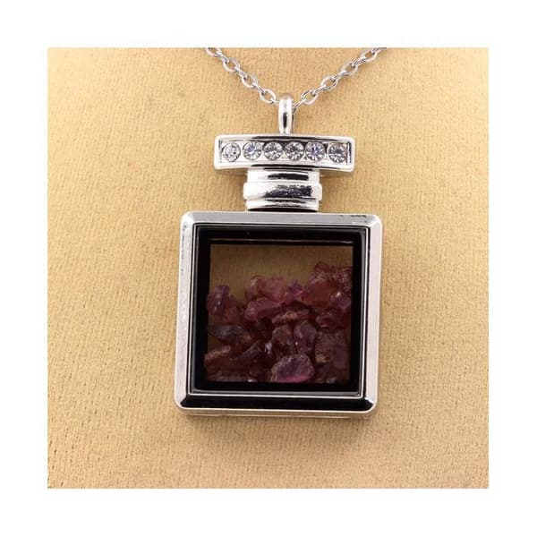Halsband - ABIJOUX - Brut Rhodolite Garnet - Rostfritt stål - Mixad - 28x47mm