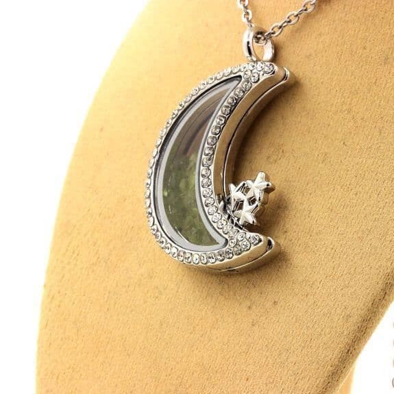 Halsband - ABIJOUX - Modell Måne - Rå Peridot - Rostfritt stål - Unisex