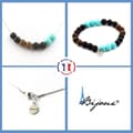 Miniatyrbild 1 av 4: Stenar och mineraler. Howlite Turkos pärlor Armband Halsband Set + Lava + svart agat Anpassningsbar storlek.