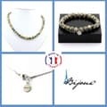 Miniatyrbild 1 av 4: Stenar och mineraler. Smyckesset Armband Halsband Dalmatisk Jaspis pärlor 8 mm. Kedja i anpassningsbar storlek.