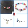 Miniatyrbild 1 av 4: Stenar och mineraler. Smyckesset Armband Halsband 4 pärlor Cracked Agate Fuchsia Anpassningsbar storlek.