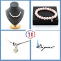 Miniatyrbild 1 av 4: Stenar och mineraler. Smyckesset Armband Halsband 15 rosa kvartspärlor 8 mm. Kedja i anpassningsbar storlek.