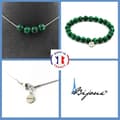 Miniatyrbild 1 av 4: Stenar och mineraler. Smyckesset Armband Halsband 4 Malakitpärlor 8 mm. Kedja i anpassningsbar storlek.