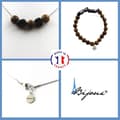 Miniatyrbild 1 av 4: Stenar och mineraler. Smyckesset Armband Halsband Träpärlor 8 mm + Tourmaline Schorl Anpassningsbar storlek.