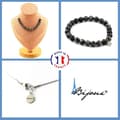 Miniatyrbild 1 av 4: Stenar och mineraler. Smyckesset Armband Halsband 15 labradoritpärlor 8 mm. Kedja i anpassningsbar storlek.