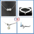 Miniatyrbild 1 av 4: Stenar och mineraler. Armband Halsband Set 2 Selenitpärlor från Marocko 8 mm. Kedja i anpassningsbar storlek.