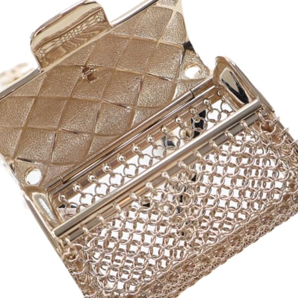 Pre-owned Chanel Leather and Gold Plated Classic Flap Bag Pendant Necklace Gold
