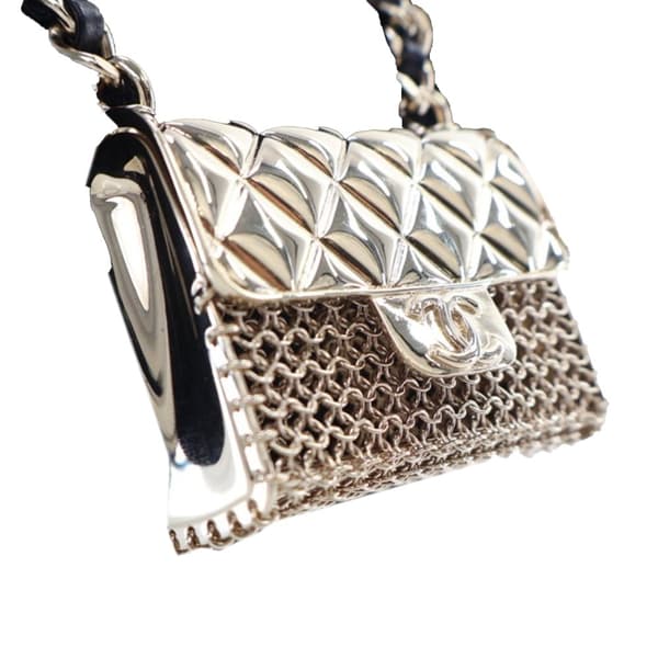 Pre-owned Chanel Leather and Gold Plated Classic Flap Bag Pendant Necklace Gold