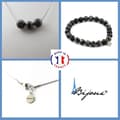 Miniatyrbild 1 av 4: Stenar och mineraler. Smyckesset Armband Halsband 3 labradoritpärlor 8 mm. Kedja i anpassningsbar storlek.