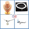 Miniatyrbild 1 av 4: Stenar och mineraler. Armband Halsband Set 20 Howlitpärlor 8 mm. Stålkedja Anpassningsbar storlek.