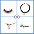 Miniatyrbild 1 av 4: Stenar och mineraler. Smyckesset Armband Halsband Mattsvart Onyxpärlor 8 mm + Ruby Anpassningsbar storlek.