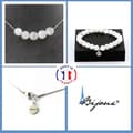Miniatyrbild 1 av 4: Stenar och mineraler. Armband Halsband Set 5 Selenitpärlor från Marocko 8 mm. Kedja i anpassningsbar storlek.