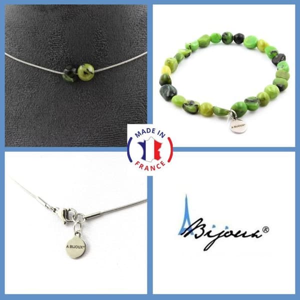 Stenar och mineraler. Smyckesset Armband Halsband 2 Nephrite Jade pärlor från Xiuyan Kina. Anpassningsbar storlek.
