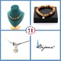 Miniatyrbild 1 av 4: Stenar och mineraler. Smyckesset Armband Halsband 15 Agate crazy spetspärlor 8 mm. Kedja Anpassningsbar storlek.