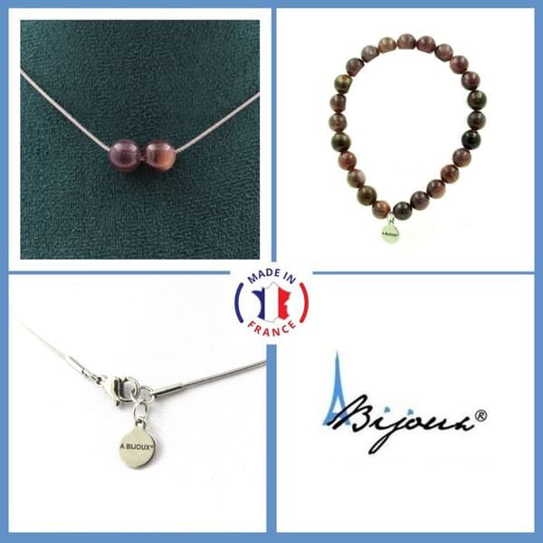 Stenar och mineraler. Smyckesset Armband Halsband 2 rubinpärlor från Mogok, Burma, anpassningsbar storlek.