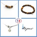 Miniatyrbild 1 av 4: Stenar och mineraler. Smyckesset Armband Halsband 4 Tiger Eye pärlor 8 mm. Kedja i anpassningsbar storlek.