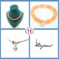 Miniatyrbild 1 av 4: Stenar och mineraler. Smyckesset Armband Halsband 20 Orange Kalcedonpärlor 8 mm. Anpassningsbar storlek.
