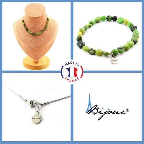 Stenar och mineraler. Smyckesset Armband Halsband 20 Nephrite Jade pärlor från Xiuyan Anpassningsbar storlek.