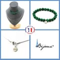 Miniatyrbild 1 av 4: Stenar och mineraler. Smyckesset Armband Halsband 10 Malakitpärlor 8 mm. Kedja i anpassningsbar storlek.