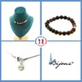 Miniatyrbild 1 av 4: Stenar och mineraler. Smyckesset Armband Halsband 10 Petrified Wood Beads 8 mm. Kedja i anpassningsbar storlek.