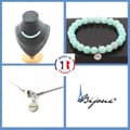 Miniatyrbild 1 av 4: Stenar och mineraler. Smyckesset Armband Halsband 10 Amazonitpärlor 8 mm. Kedja i anpassningsbar storlek.