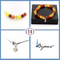 Miniatyrbild 1 av 4: Stenar och mineraler. Smyckesset Armband Halsband Pärlor Ribboned Agate + Yellow Agate + Anpassningsbar storlek.