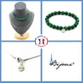 Miniatyrbild 1 av 4: Stenar och mineraler. Smyckesset Armband Halsband 15 Malakitpärlor 8 mm. Kedja i anpassningsbar storlek.