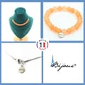 Miniatyrbild 1 av 4: Stenar och mineraler. Smyckesset Armband Halsband 15 Orange Kalcedonpärlor 8 mm. Anpassningsbar storlek.