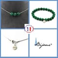 Miniatyrbild 1 av 4: Stenar och mineraler. Smyckesset Armband Halsband 3 Malakitpärlor 8 mm. Kedja i anpassningsbar storlek.
